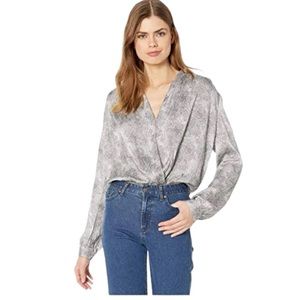 Paige Sevilla Bodysuit Silver Snake Print Size XS